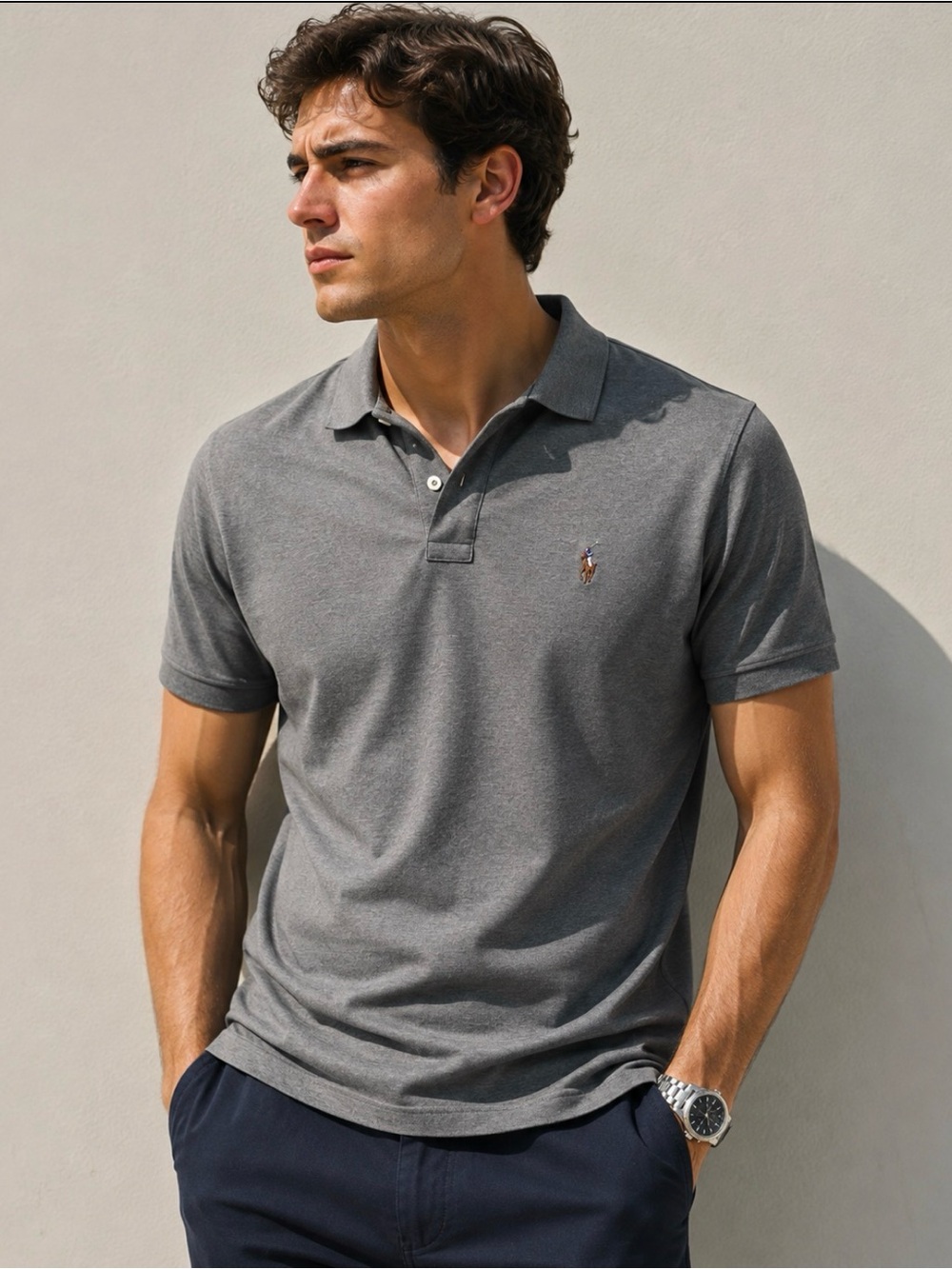 Polo Ralph Lauren Pima Soft Touch Polo Shirt – Men’s Size L – Heather Gray